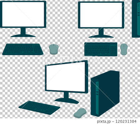 桌上型計算機和周邊設備的插圖集 120231384