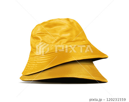 Yellow bucket hat isolated on white background. Yellow bucket hat isolated on white background. 120231559