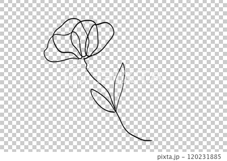 シンプルな花の線画イラストのイラスト素材 [120231885] - PIXTA