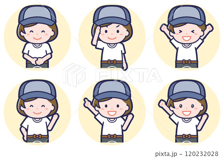 八百屋の女性のポーズセット_01 120232028