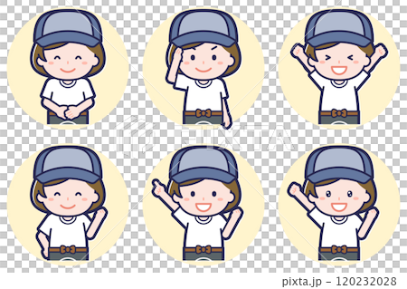 八百屋の女性のポーズセット_01 120232028