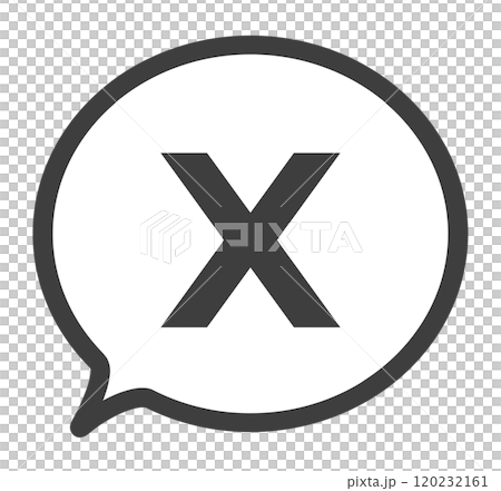 シンプルな黒色のXアイコンと吹き出し 120232161