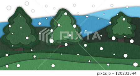 Christmas tree paper cut illustration 120232344