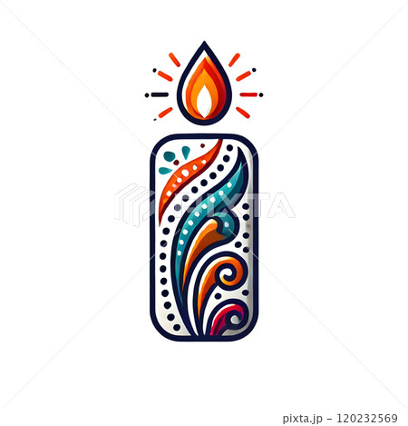 Decorative candle vector with colorful floral patterns 120232569