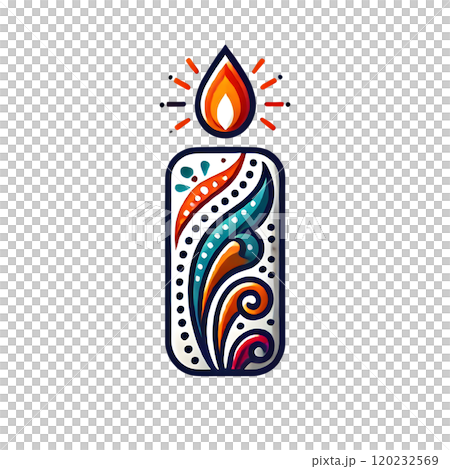Decorative candle vector with colorful floral patterns 120232569