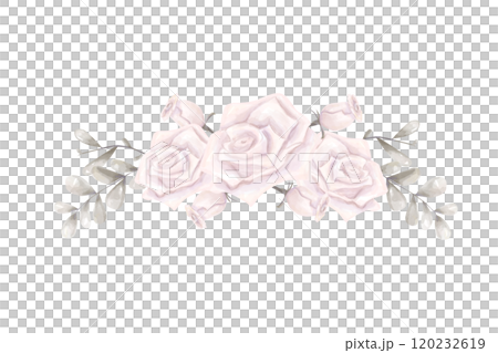 Watercolor Floral Arrangement in Antique Style, with Pink Roses and Silver Foliage, Digital Illustration for Printing on Physical Products and Web Design Watercolor Floral Arrangement in Antique Style, with Pink Roses and Silver Foliage, Digital Illustration for Printing on Physical Products and Web Design 120232619