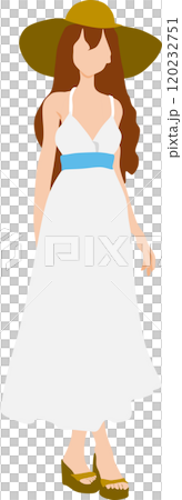 Illustration of a woman wearing summer clothes 120232751
