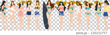 Illustration set of women wearing swimsuits 120232757