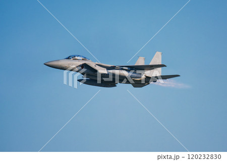 航空自衛隊 青空を滑空する戦闘機 120232830