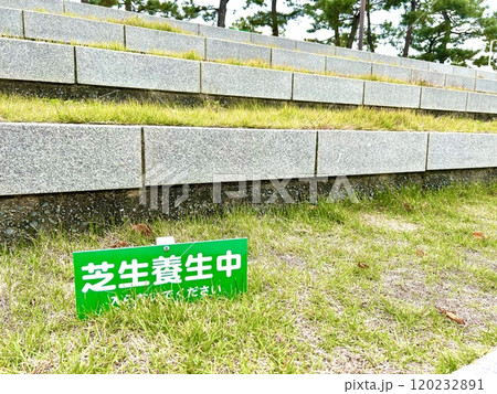 入ってはいけない、養生中の芝生 入ってはいけない、養生中の芝生 120232891