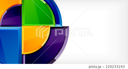 Glossy circles geometric background. Vector Illustration For Wallpaper, Banner, Background, Card, Book Illustration, landing page 120233243