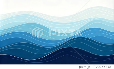 青と白のグラデーションが美しい抽象的な波模様 | Abstract Wave Pattern wit 120233258