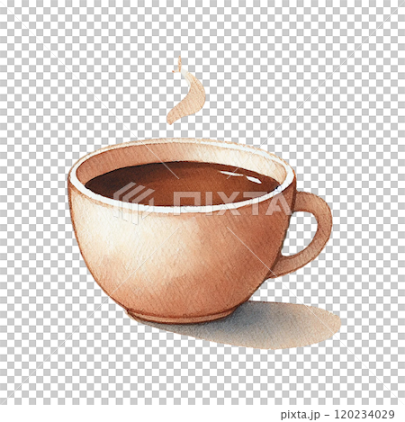 シンプルなホットコーヒーのイラスト素材、温かい飲み物デザイン 120234029