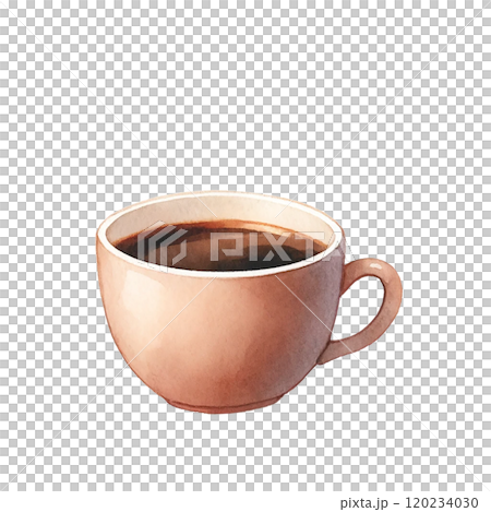 シンプルなホットコーヒーのイラスト素材、カフェ風デザイン 120234030