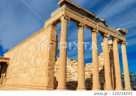 Erechtheion (Erechtheum) or Temple of Athena Polias is an ancient Greek Ionic temple on the north side of the Acropolis in Athens, Greece 120234201