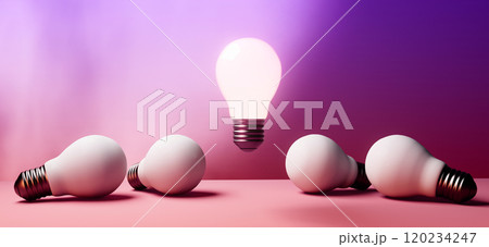 One out unique idea light bulb - 3D 120234247