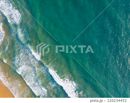 Beautiful sea surface in summer season seascape background ,Nature sea beach background,High angle view waves seascape nature view 120234452