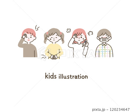 体調不良の子どもたちのイラスト_2 体調不良の子どもたちのイラスト_2 120234647
