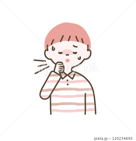 咳をする男の子のイラスト 120234693