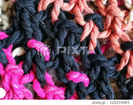 Spread awareness of using jute fibre as modern fashion element. Traditional background with rope knots pattern. Colored rope knot design for business card, flyer, tiles, textile printing Spread awareness of using jute fibre as modern fashion element. Traditional background with rope knots pattern. Colored rope knot design for business card, flyer, tiles, textile printing 120234905