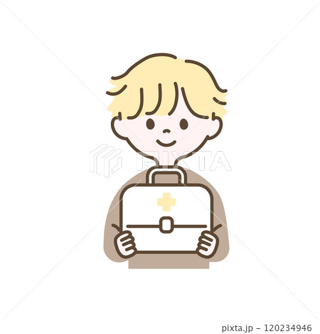 救急箱をもつ男の子のイラスト 120234946