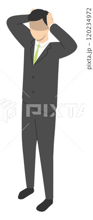 ショックを受ける会社員男性・アイソメトリック 120234972