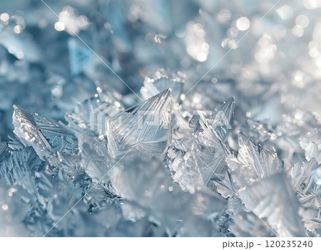 Close-up of Frozen Ice Formations – Winter Texture Background 120235240