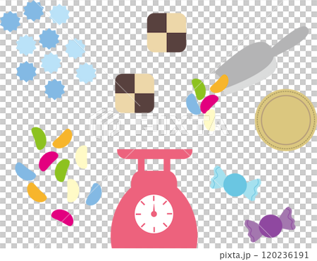 お菓子の量り売りのイラスト素材セット 120236191