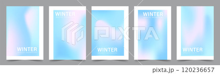 Gradient Pastel Winter Background. Set of Blur banners. Holographic print. Abstract vector illustration in Blue tones. Sky colors wallpaper 120236657