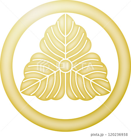 家紋 丸に変り三つ柏【金色】 家紋 丸に変り三つ柏【金色】 120236938