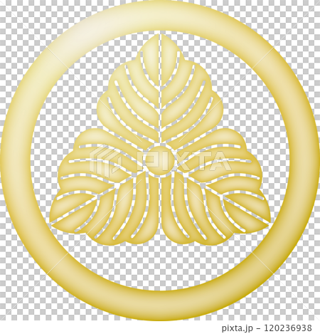 家紋 丸に変り三つ柏【金色】 家紋 丸に変り三つ柏【金色】 120236938