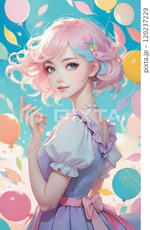 ドレスを着た少女のイラスト 120237229