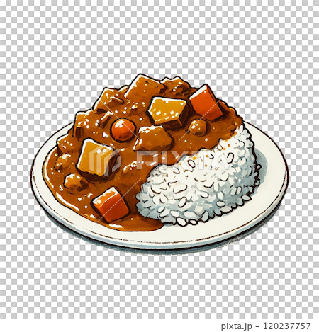 カレーライスのイラスト 高解像度png素材   120237757