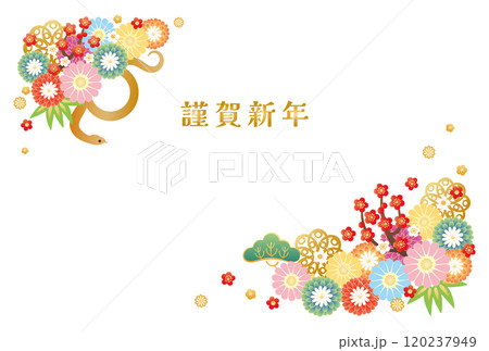 巳年-年賀状テンプレ-す2ベク 120237949