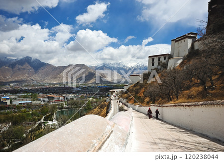 landmark of the famous Potala Palace in Lhasa, Tibet  120238044