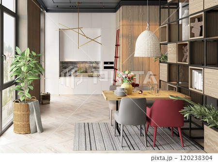 Modern kitchen interior design. Modern kitchen interior design. 120238304