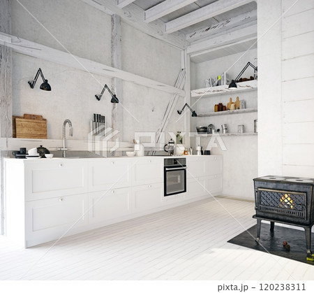 country kitchen interior. 120238311