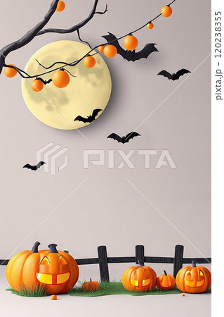 A Halloween wreath featuring a spooky round frame of twisted branche 120238355