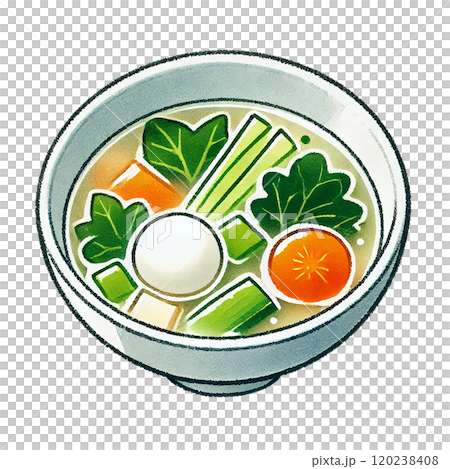 彩り豊かな野菜スープのイラスト 高解像度png素材   120238408