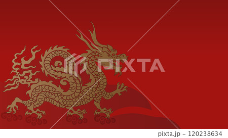 golden chinese dragon on red background golden chinese dragon on red background 120238634