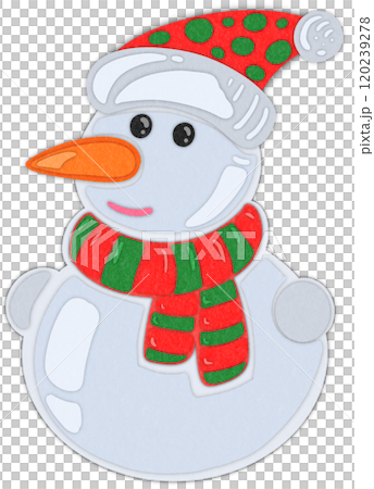 Snowman Christmas paper cut illustration 120239278