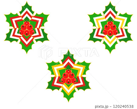 クリスマスカラーのセイヨウヒイラギ飾り2 120240538