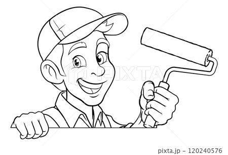Painter Decorator Paint Roller Cartoon Handy Man Painter Decorator Paint Roller Cartoon Handy Man 120240576