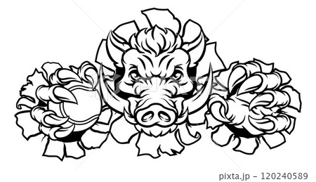 Boar Wild Hog Razorback Warthog Pig Tennis Mascot 120240589