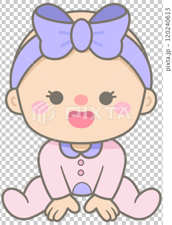 Kid Hand Drawn Cute and Colorful Baby Girl wearing Headband 120240613