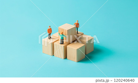 ウッドキューブ 試行錯誤するミニチュアの人々 ウッドキューブ 試行錯誤するミニチュアの人々 120240640