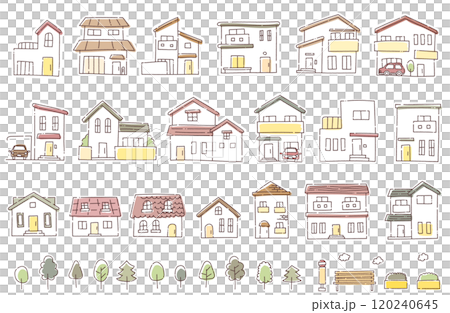 Hand-drawn vector illustration of houses and buildings (on white background) Hand-drawn vector illustration of houses and buildings (on white background) 120240645