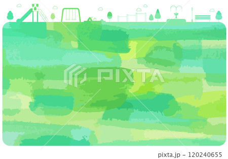 公園フレームベクターイラスト（水彩風） 120240655