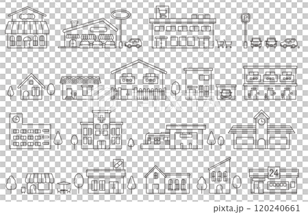 街並み・建物のベクターイラスト線画 120240661