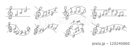 音符と楽譜のカットイラストセット 音符と楽譜のカットイラストセット 120240860